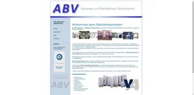 Screenshot of ABV Apparate und Behälter Vertrieb GmbH