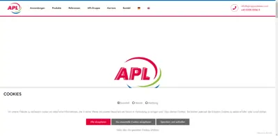 Screenshot of APL Apparatebau GmbH