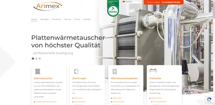 Screenshot of Arimex PWT Plattenwärmetauscher-Service GmbH