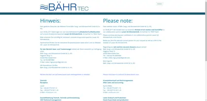 Screenshot of BÄHR Saug- & Klimatechnik GmbH & Co. KG