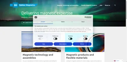 Screenshot of Bakker Magnetics bv