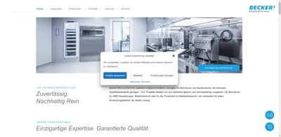 Screenshot of BECKER Reinraumtechnik GmbH