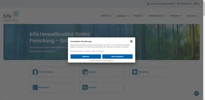 Screenshot of Bayerisches Institut für Angewandte Umweltforschung und -technik - bifa GmbH