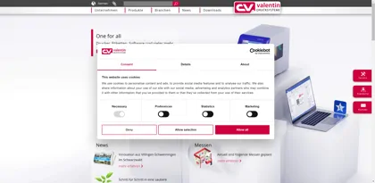 Screenshot of Carl Valentin GmbH