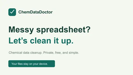 Screenshot of CAS Number Validator & Spreadsheet Cleaner - ChemDataDoctor