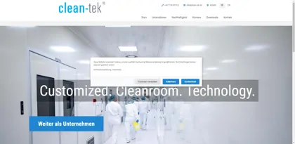 Screenshot of clean-tek Reinraumtechnik GmbH