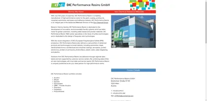 Screenshot of DIC Performance Resins GmbH