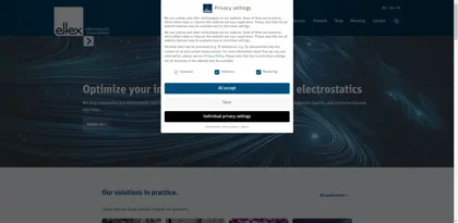 Screenshot of Eltex-Elektrostatik GmbH