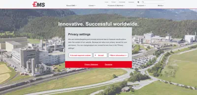 Screenshot of EMS-CHEMIE HOLDING AG