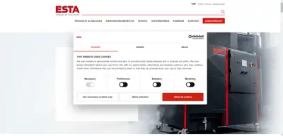 Screenshot of ESTA Apparatebau GmbH & Co. KG