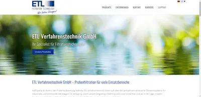 Screenshot of ETL Verfahrenstechnik GmbH