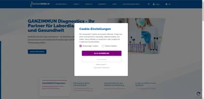 Screenshot of GANZIMMUN Diagnostics GmbH