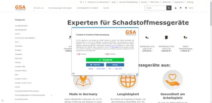 Screenshot of GSA Gesellschaft für Schadstoffmessung und Auftragsanalytik