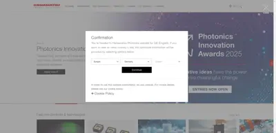 Screenshot of Hamamatsu Photonics Europe GmbH