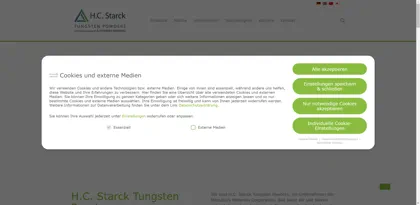 Screenshot of H.C. Starck Tungsten GmbH