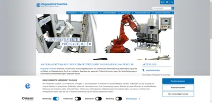 Screenshot of Hegewald & Peschke Meß- und Prüftechnik GmbH