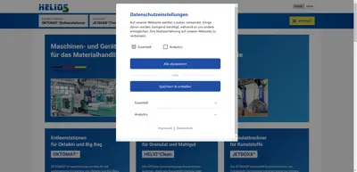 Screenshot of HELIOS Gerätebau für Kunststofftechnik GmbH