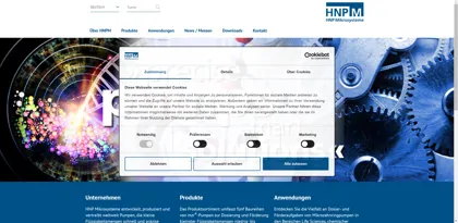 Screenshot of HNP Mikrosysteme GmbH