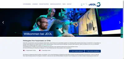 Screenshot of JEOL (Germany) GmbH