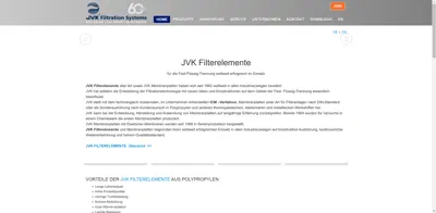 Screenshot of JVK Filtration Systems GmbH