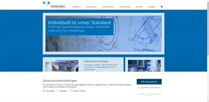 Screenshot of K + B Apparatebau GmbH