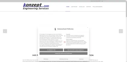 Screenshot of konzept GmbH, Gesellschaft für innovative Ingenieurdienstleistungen