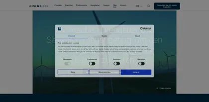 Screenshot of Leine&Linde (Deutschland) GmbH