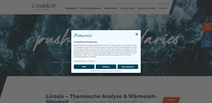 Screenshot of Linseis Messgeräte GmbH