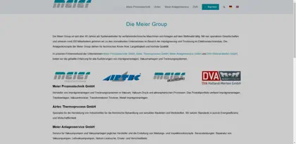 Screenshot of Meier Vakuumtechnik GmbH