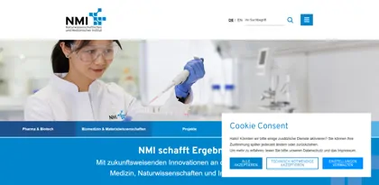 Screenshot of NMI Naturwissenschaftliches und Medizinisches Institut an der Universität Tübingen