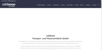 Screenshot of oddesse Pumpen- und Motorenfabrik GmbH