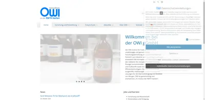 Screenshot of OWI Oel-Waerme-Institut GmbH