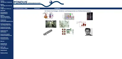 Screenshot of PONDUS Verfahrenstechnik GmbH