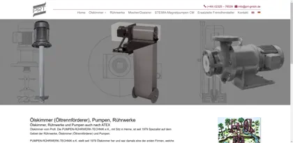 Screenshot of PRT Pumpen-Rührwerk-Technik GmbH