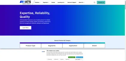 Screenshot of ATS Life Sciences Scientific Products