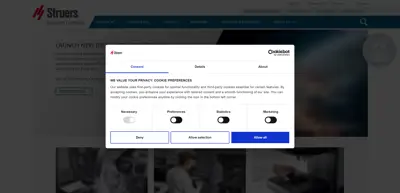 Screenshot of Struers GmbH