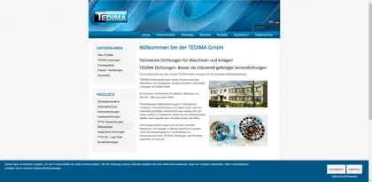 Screenshot of TEDIMA - Technische Dichtungen, Maschinen und Anlagen GmbH