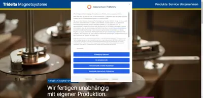 Screenshot of Tridelta Magnetsysteme GmbH