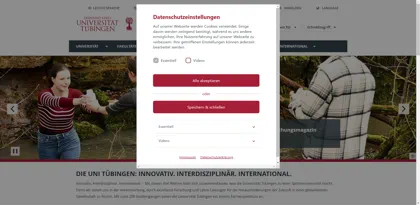 Screenshot of Universität Tübingen Abt. Forschungskontakte