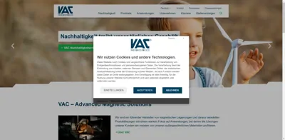 Screenshot of VACUUMSCHMELZE GmbH & Co. KG