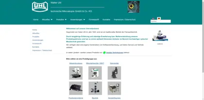 Screenshot of Walter Uhl technische Mikroskopie GmbH & Co. KG