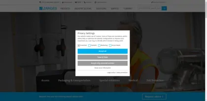 Screenshot of Zarges Leichtbau GmbH